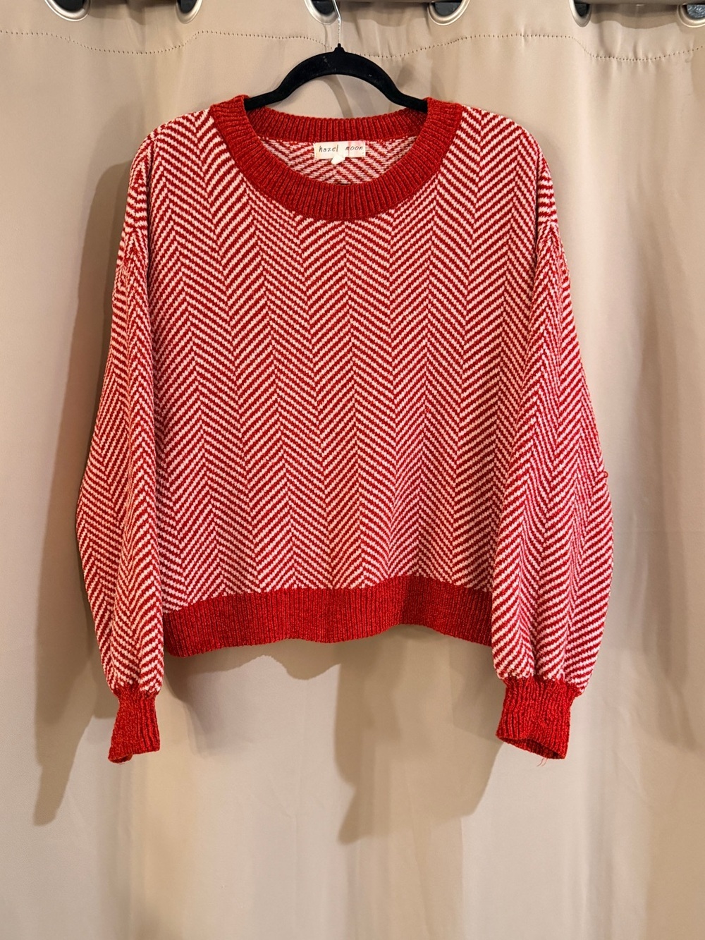 Hazel Moon Red and White Loose Fit Knit Top